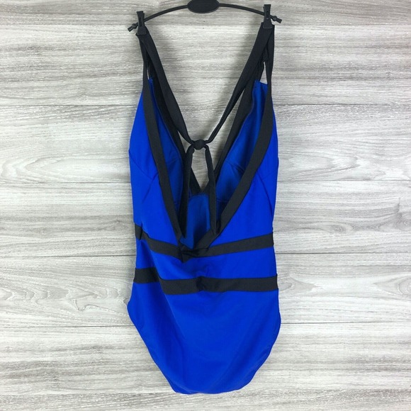 TED BAKER RALINDA TRIANGLE CUT ONE PIECE HALTER NWT BRIGHT BLUE Sz. 12 $129 - Picture 6 of 10